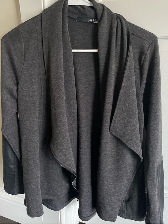 Ariella Sweaters - Ariella Open-Front Knit Cardigan - Charcoal Gray